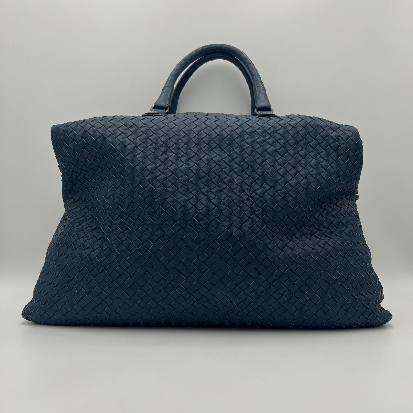 Bottega Veneta Navy Blue Intrecciato Convertible Large Tote Bag