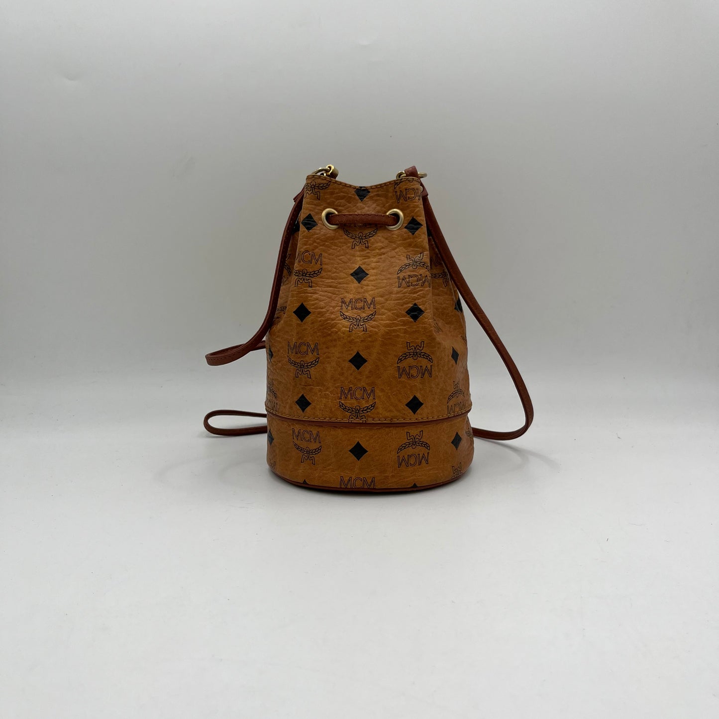 MCM Cognac Mini Bucket Crossbody