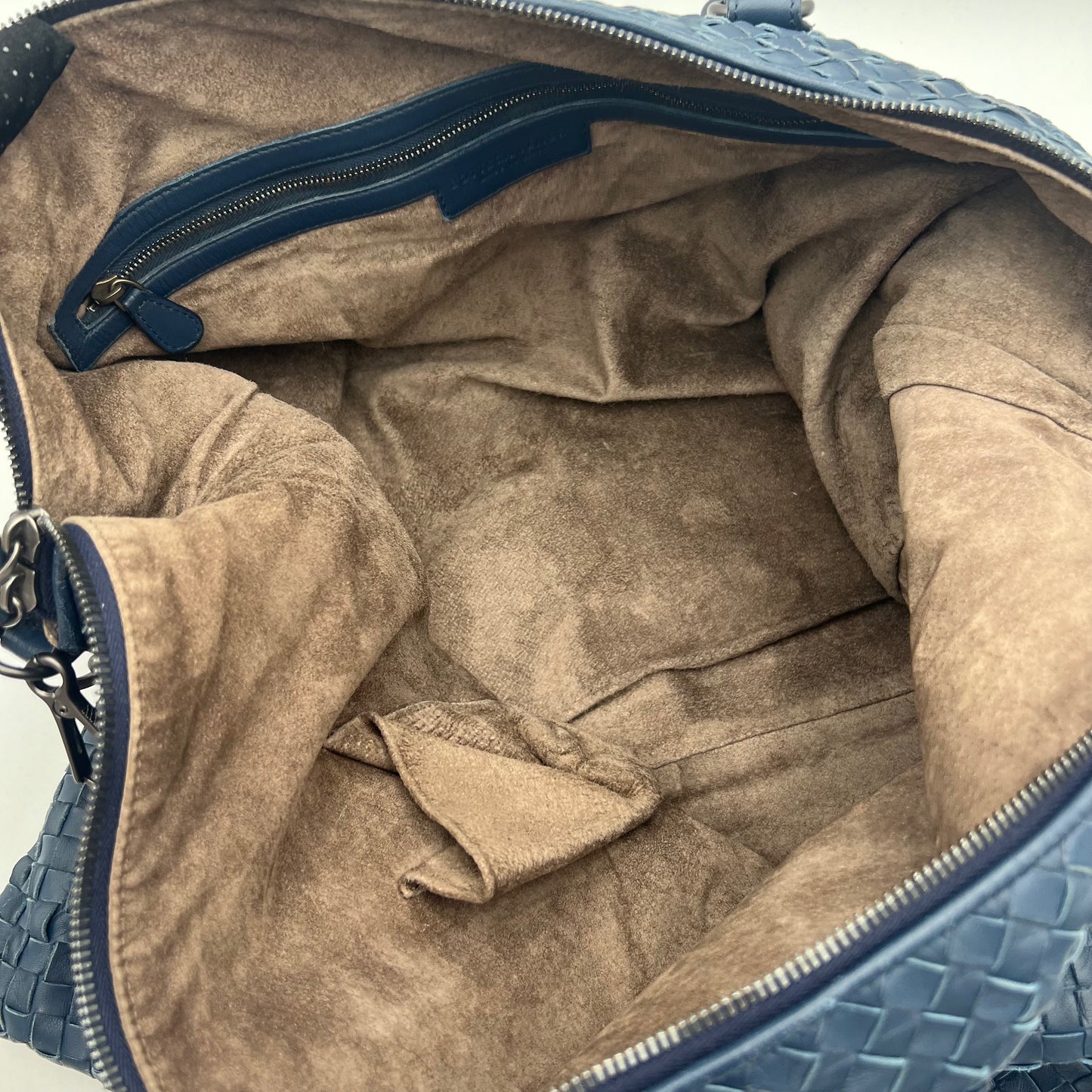 Bottega Veneta Navy Blue Intrecciato Convertible Large Tote Bag