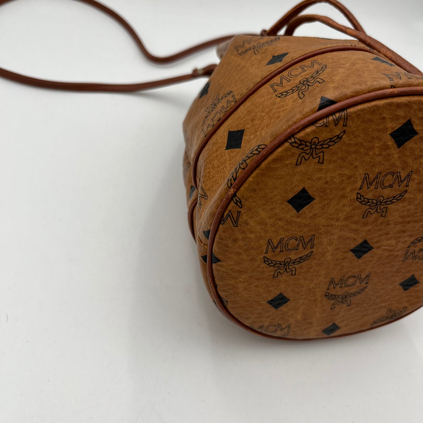 MCM Cognac Mini Bucket Crossbody