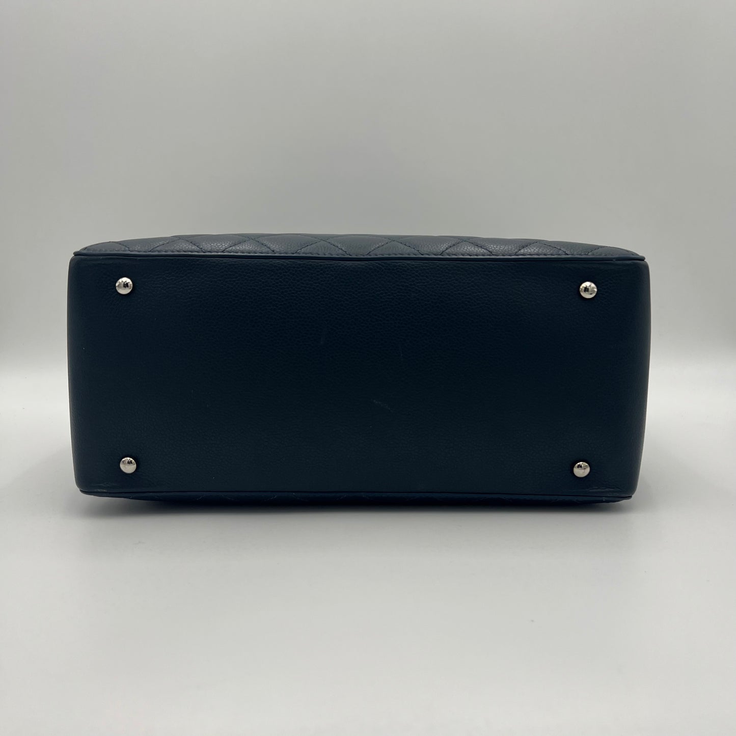 Chanel Navy Blue Quilted Caviar Box Shopping Tote Series 24