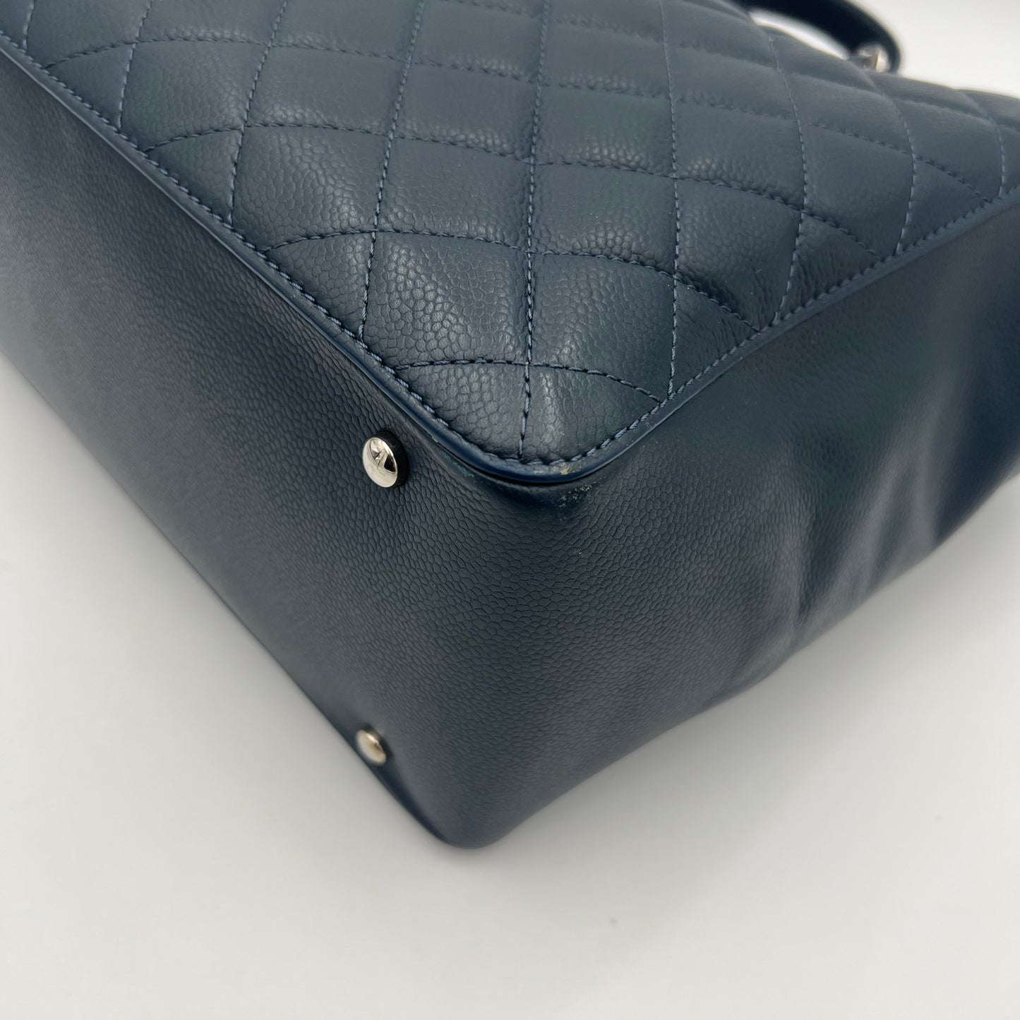 Chanel Navy Blue Quilted Caviar Box Shopping Tote Series 24