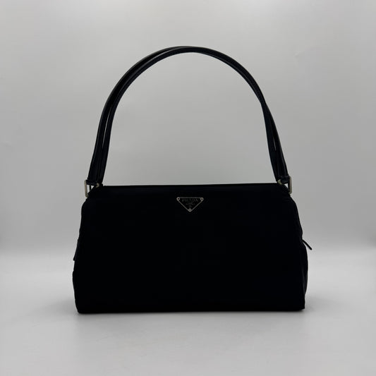 Prada Black Tessuto and Leather Shoulder Bag