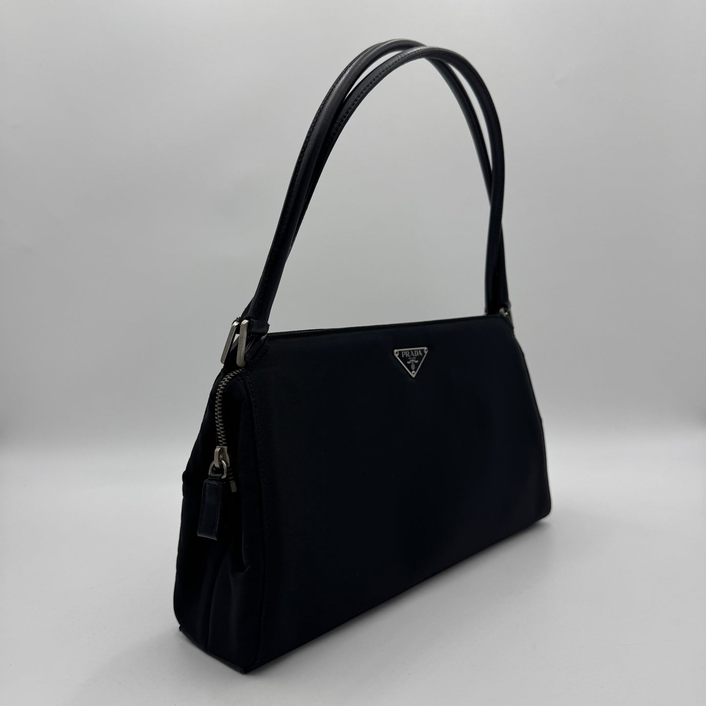 Prada Black Tessuto and Leather Shoulder Bag