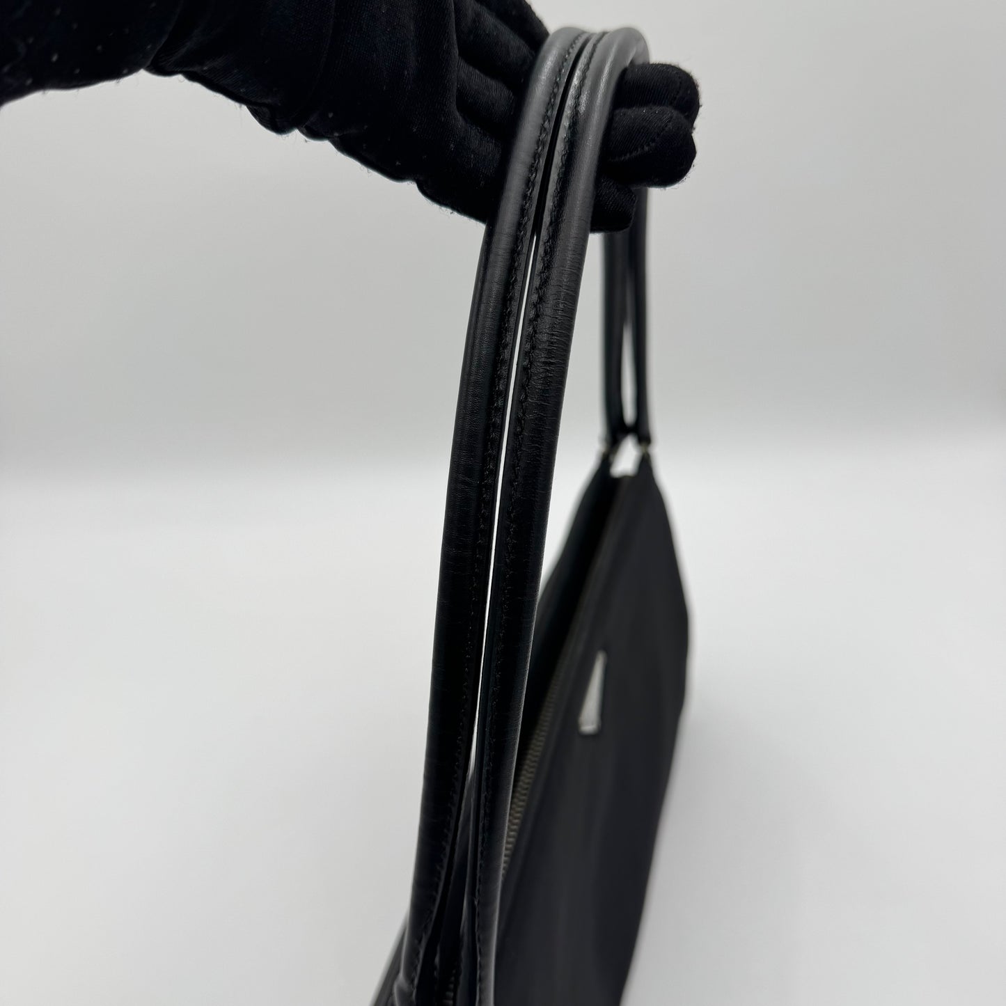 Prada Black Tessuto and Leather Shoulder Bag