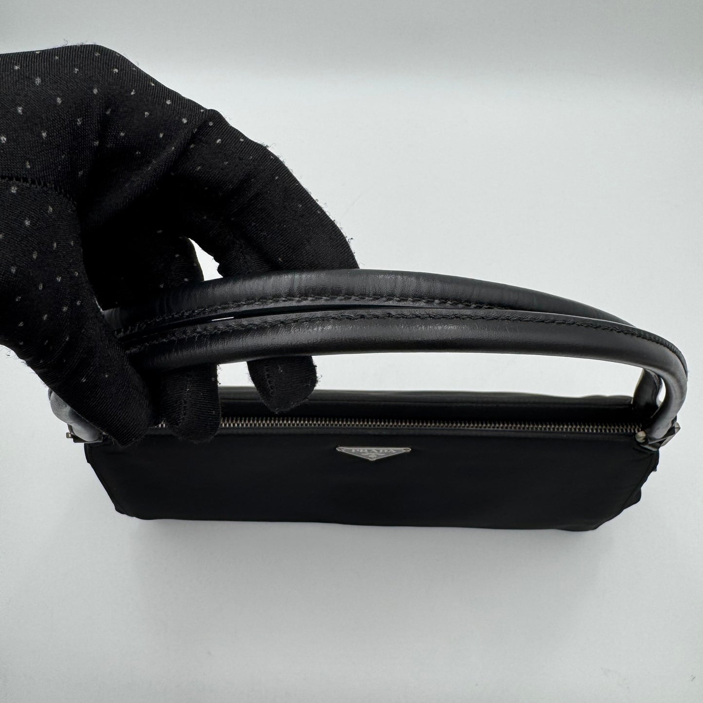 Prada Black Tessuto and Leather Shoulder Bag