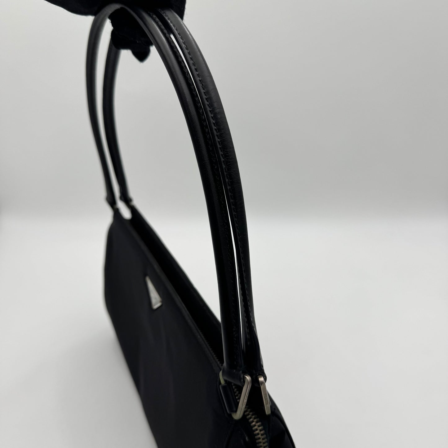 Prada Black Tessuto and Leather Shoulder Bag