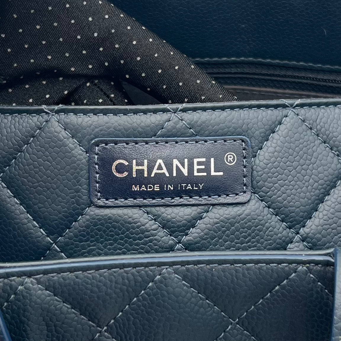 Chanel Navy Blue Quilted Caviar Box Shopping Tote Series 24