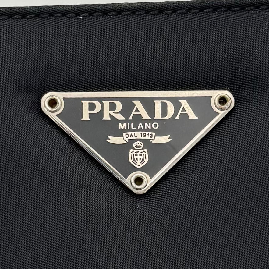 Prada Black Tessuto and Leather Shoulder Bag