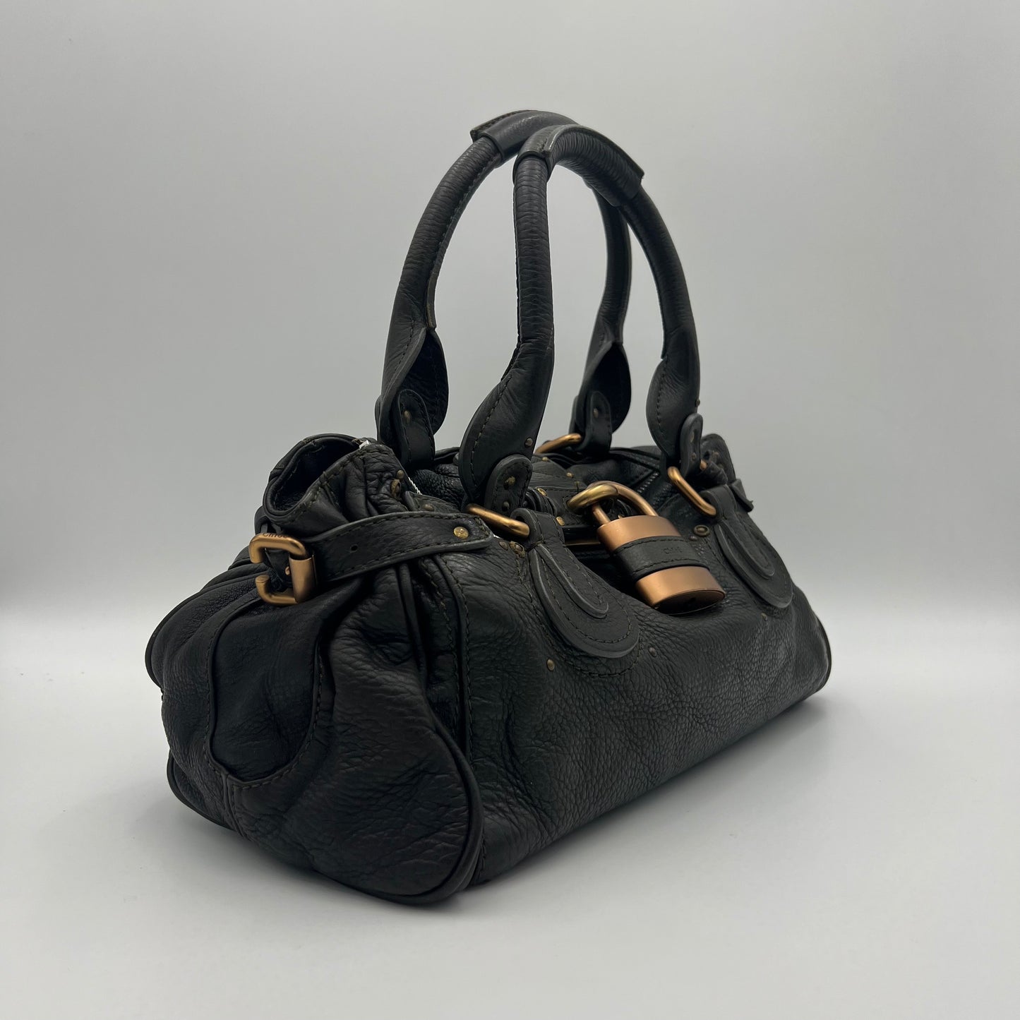 Chloe Dark Green Grained Leather Paddington