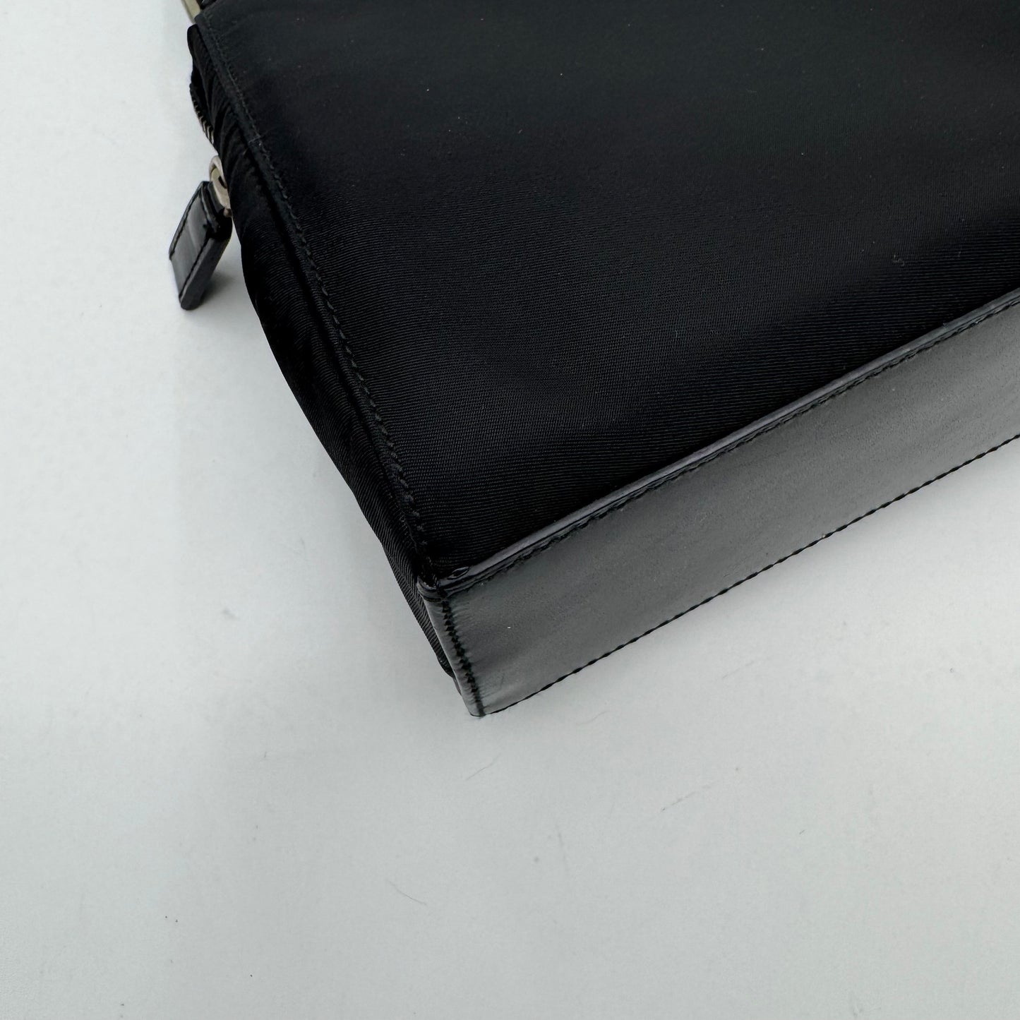 Prada Black Tessuto and Leather Shoulder Bag