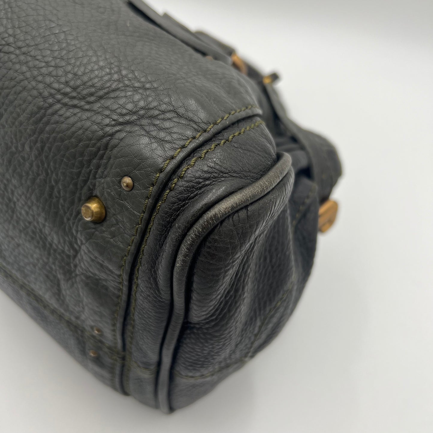 Chloe Dark Green Grained Leather Paddington