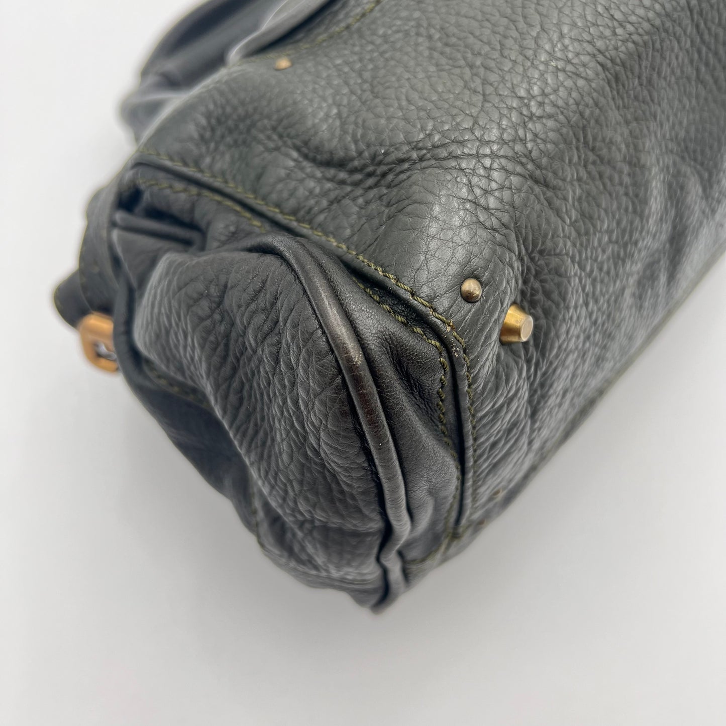 Chloe Dark Green Grained Leather Paddington