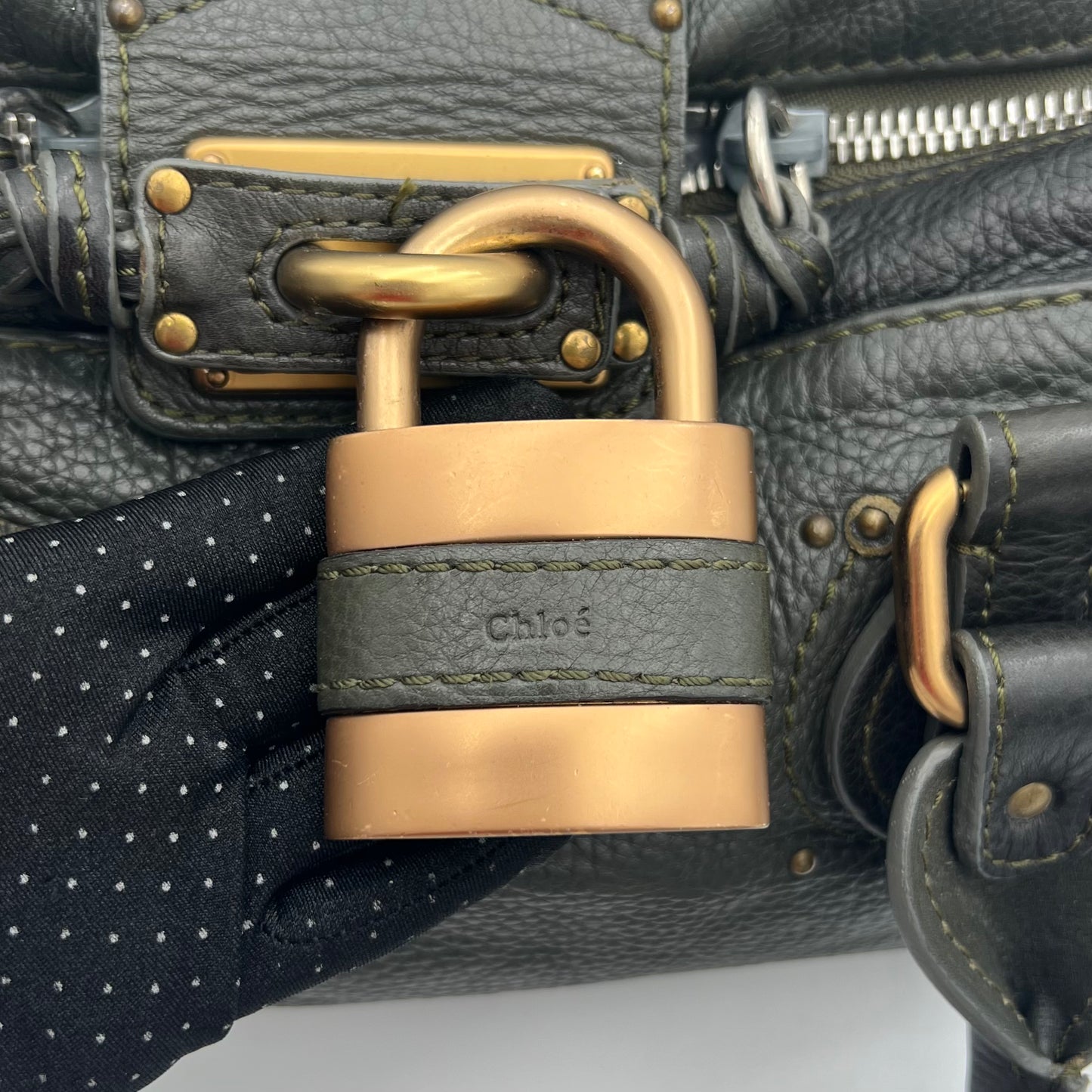 Chloe Dark Green Grained Leather Paddington