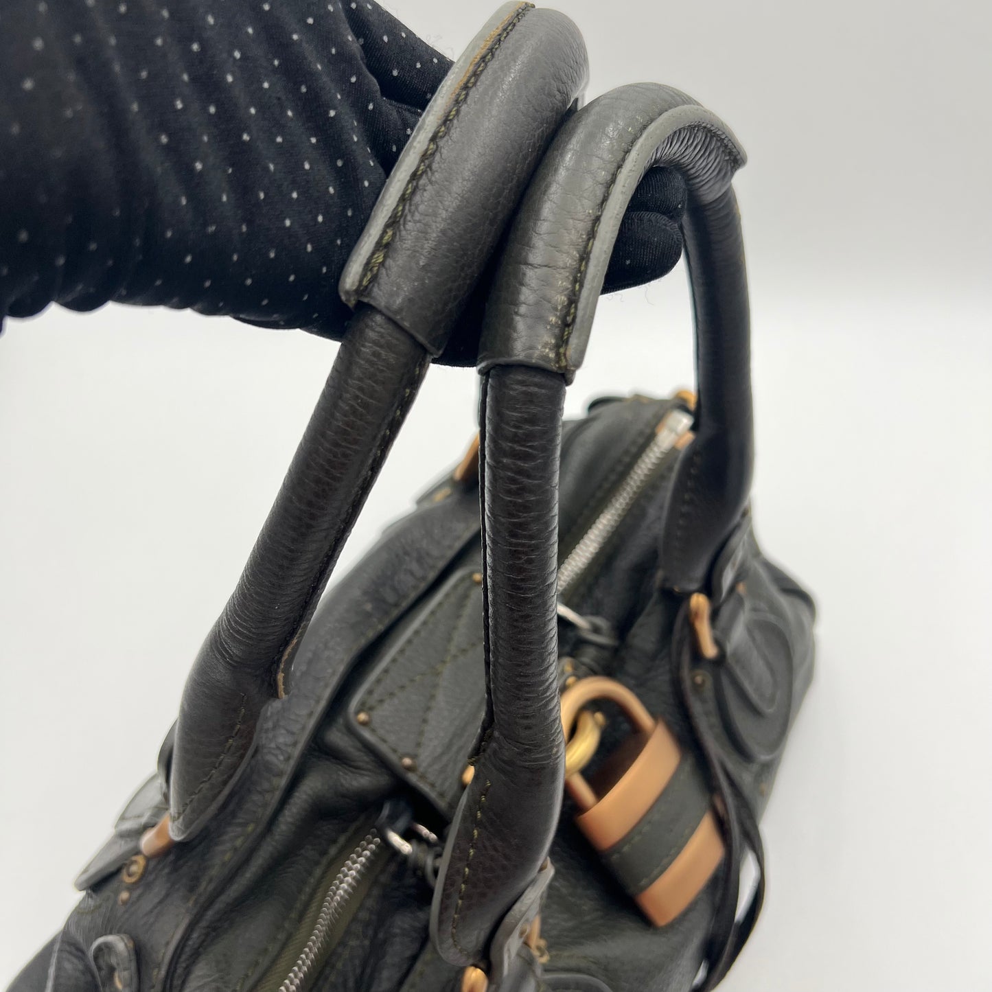 Chloe Dark Green Grained Leather Paddington