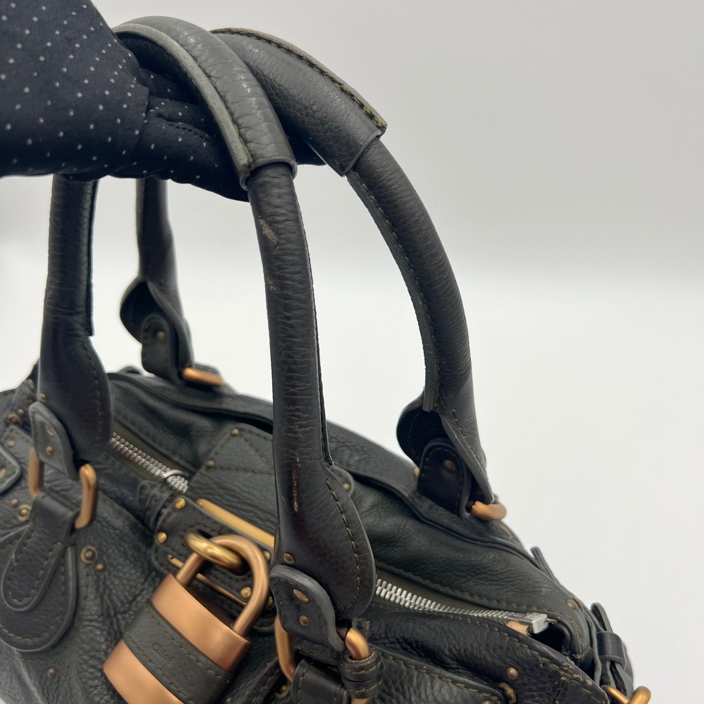 Chloe Dark Green Grained Leather Paddington
