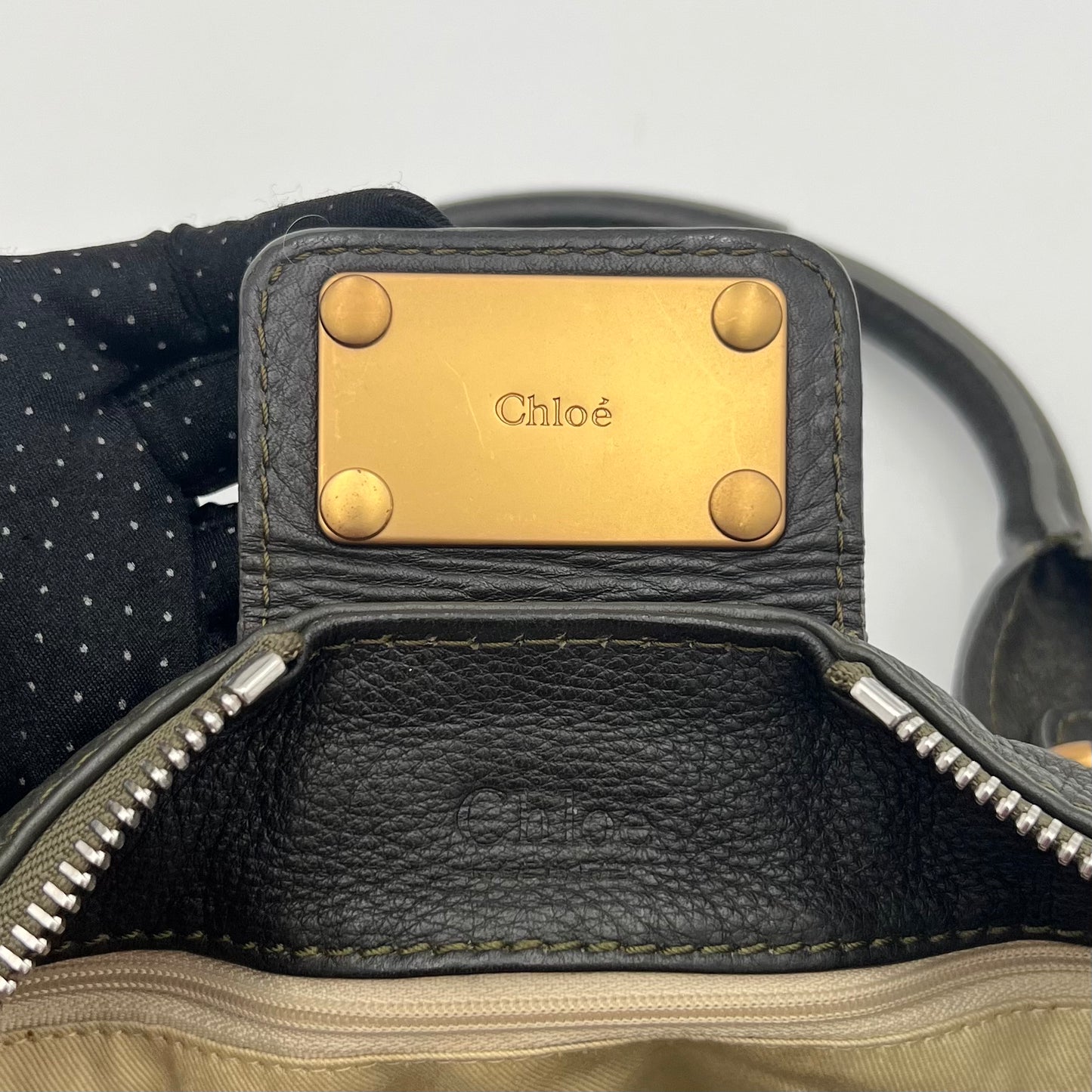 Chloe Dark Green Grained Leather Paddington