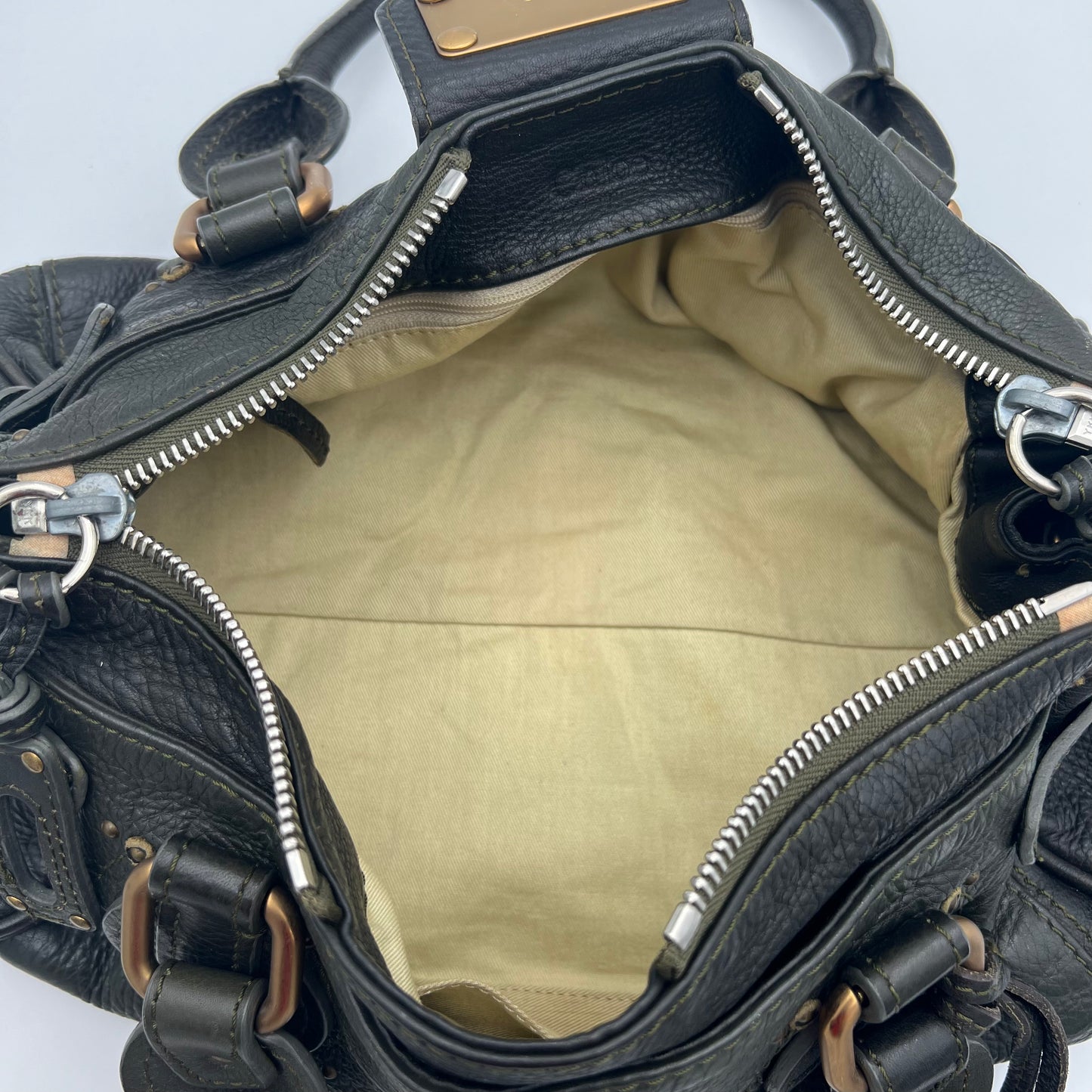 Chloe Dark Green Grained Leather Paddington