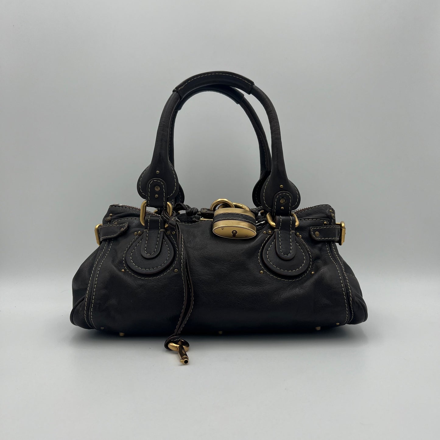 Chloe Dark Brown Leather White Stitch Paddington
