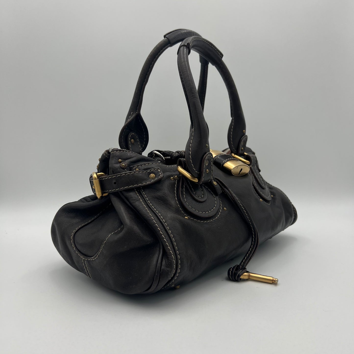 Chloe Dark Brown Leather White Stitch Paddington