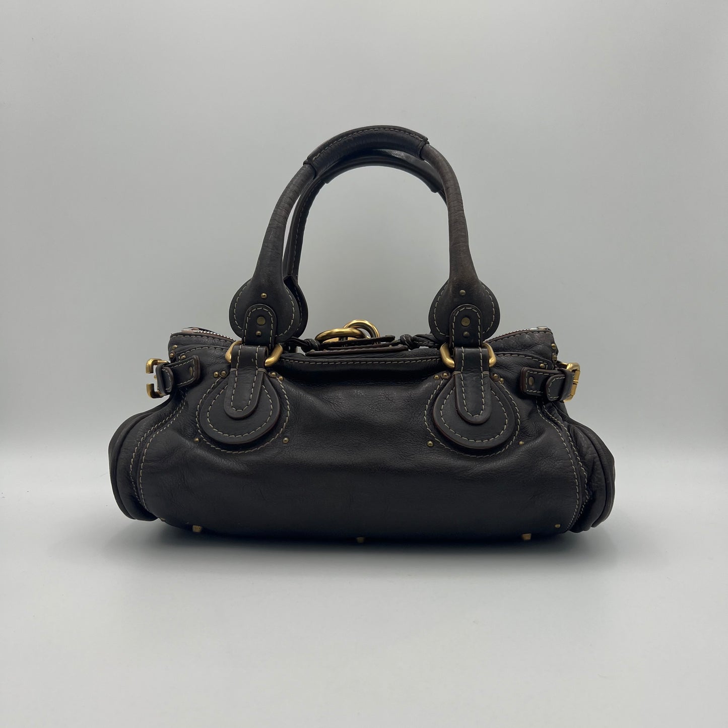 Chloe Dark Brown Leather White Stitch Paddington