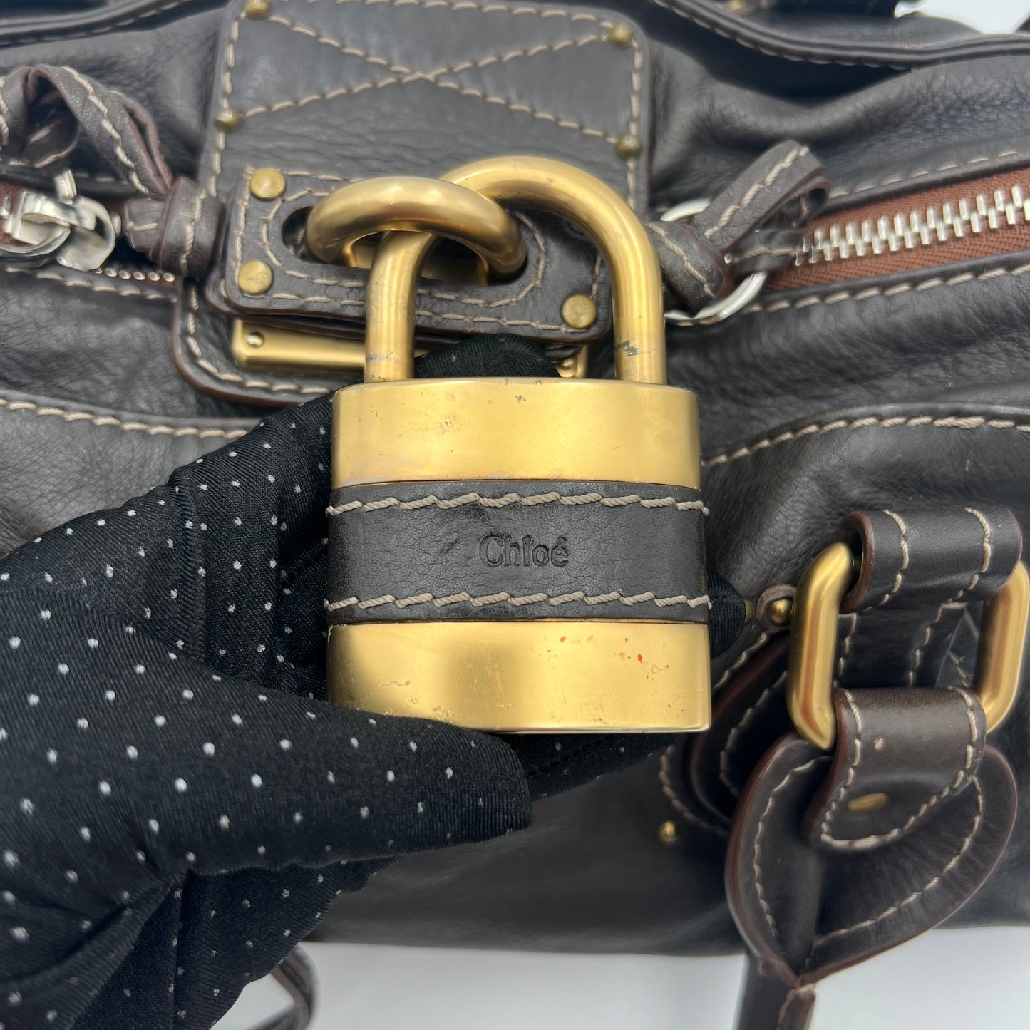 Chloe Dark Brown Leather White Stitch Paddington