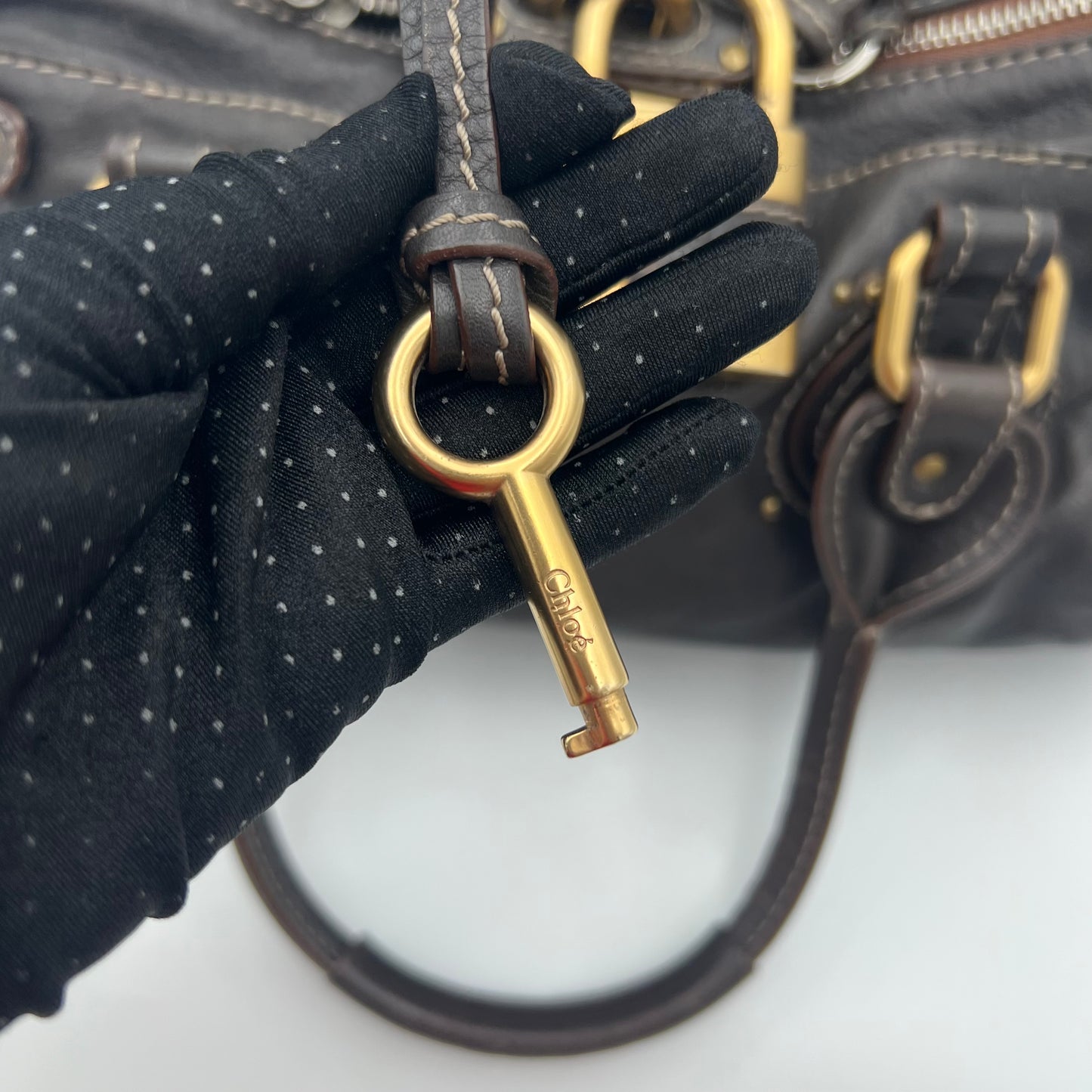 Chloe Dark Brown Leather White Stitch Paddington