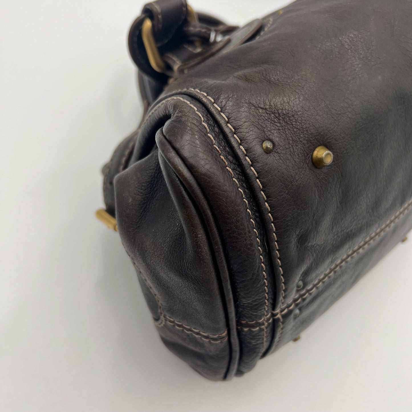 Chloe Dark Brown Leather White Stitch Paddington