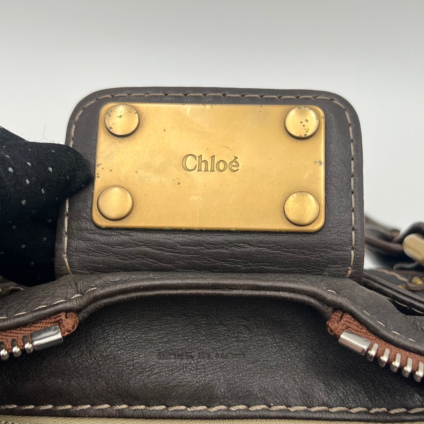 Chloe Dark Brown Leather White Stitch Paddington