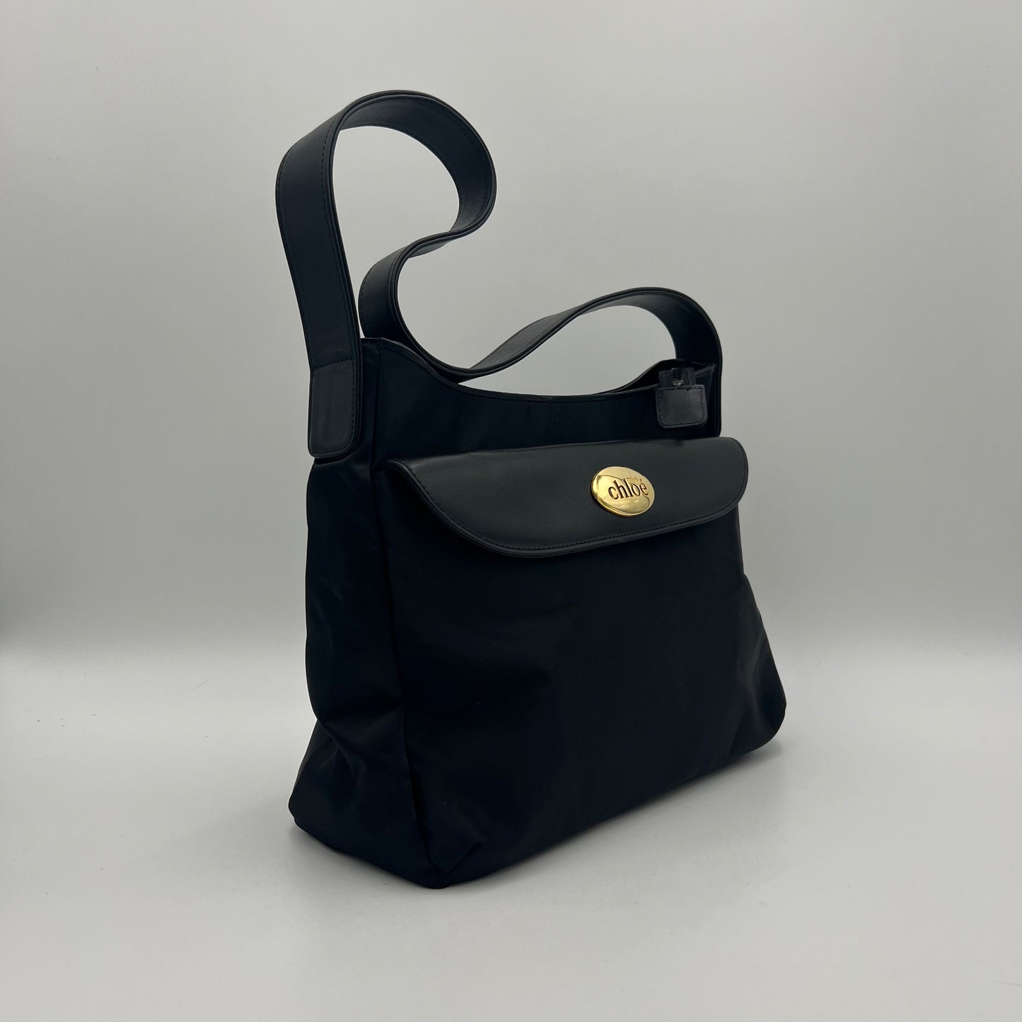 Chloe Miss Chloe Black Nylon and Leather Hobo Shoulder Bag