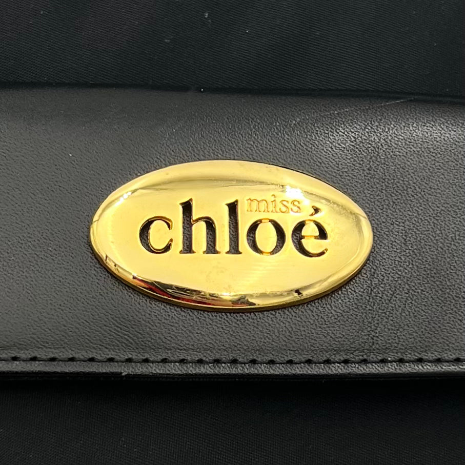 Chloe Miss Chloe Black Nylon and Leather Hobo Shoulder Bag