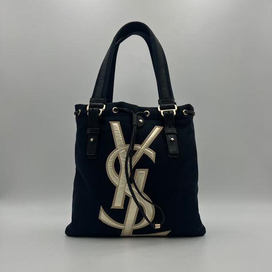 YSL Dark Blue Canvas Kahala Tote