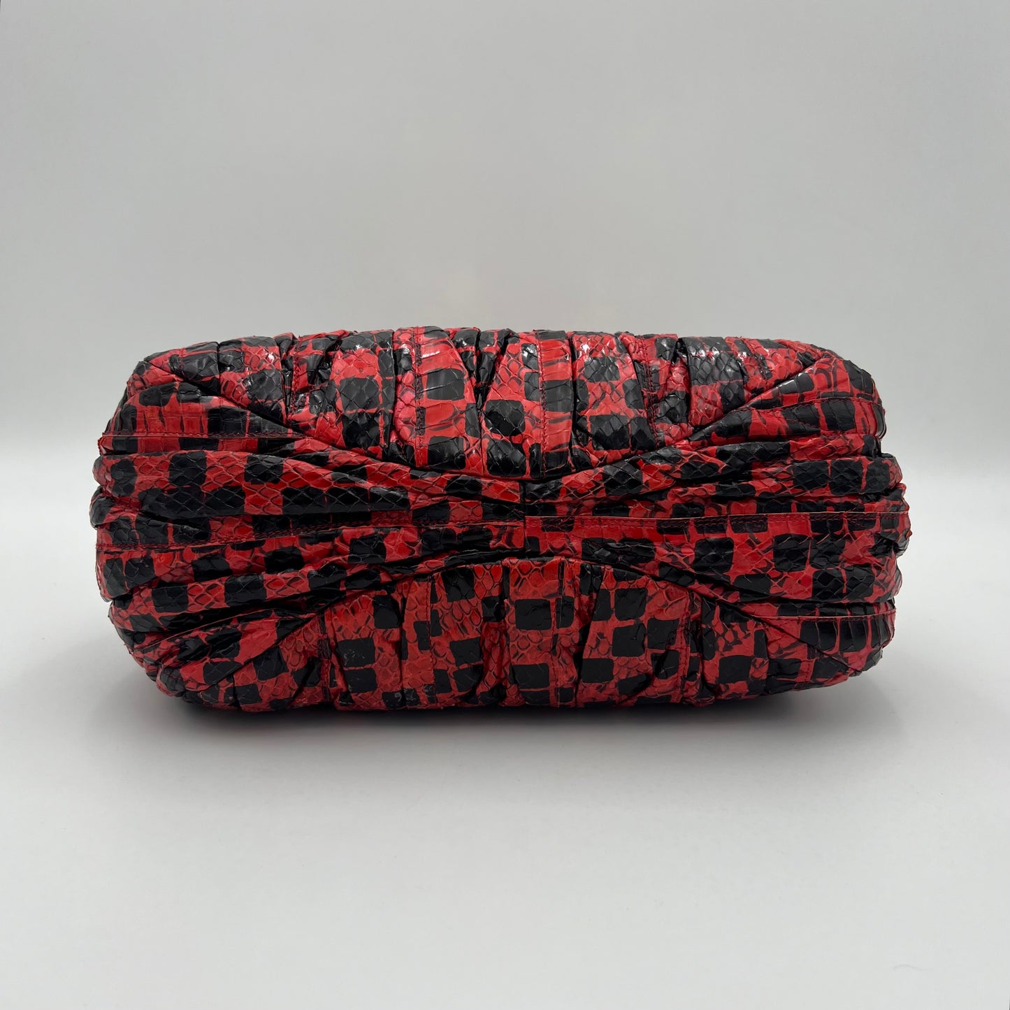 Miu Miu Red and Black Python Leather Coffer Handbag