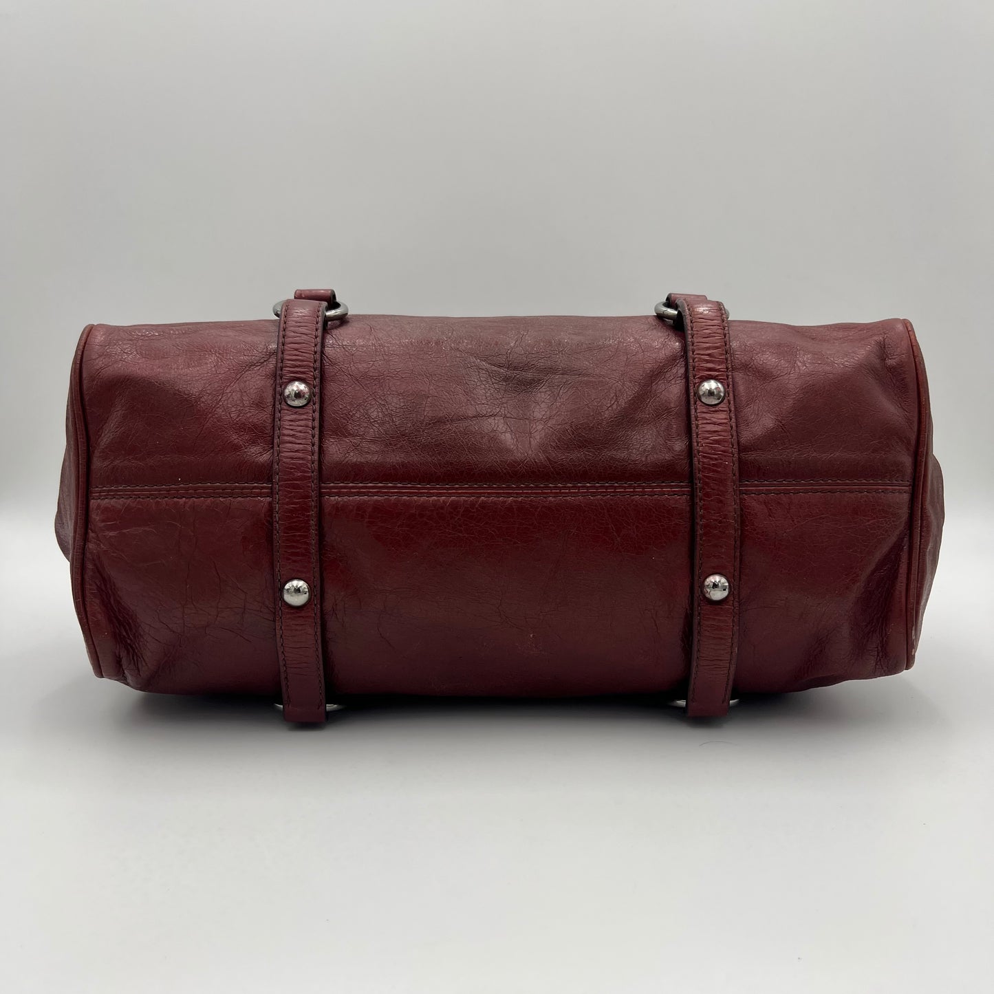 Miu Miu Burgundy Lux Vitello Bow Satchel Bag
