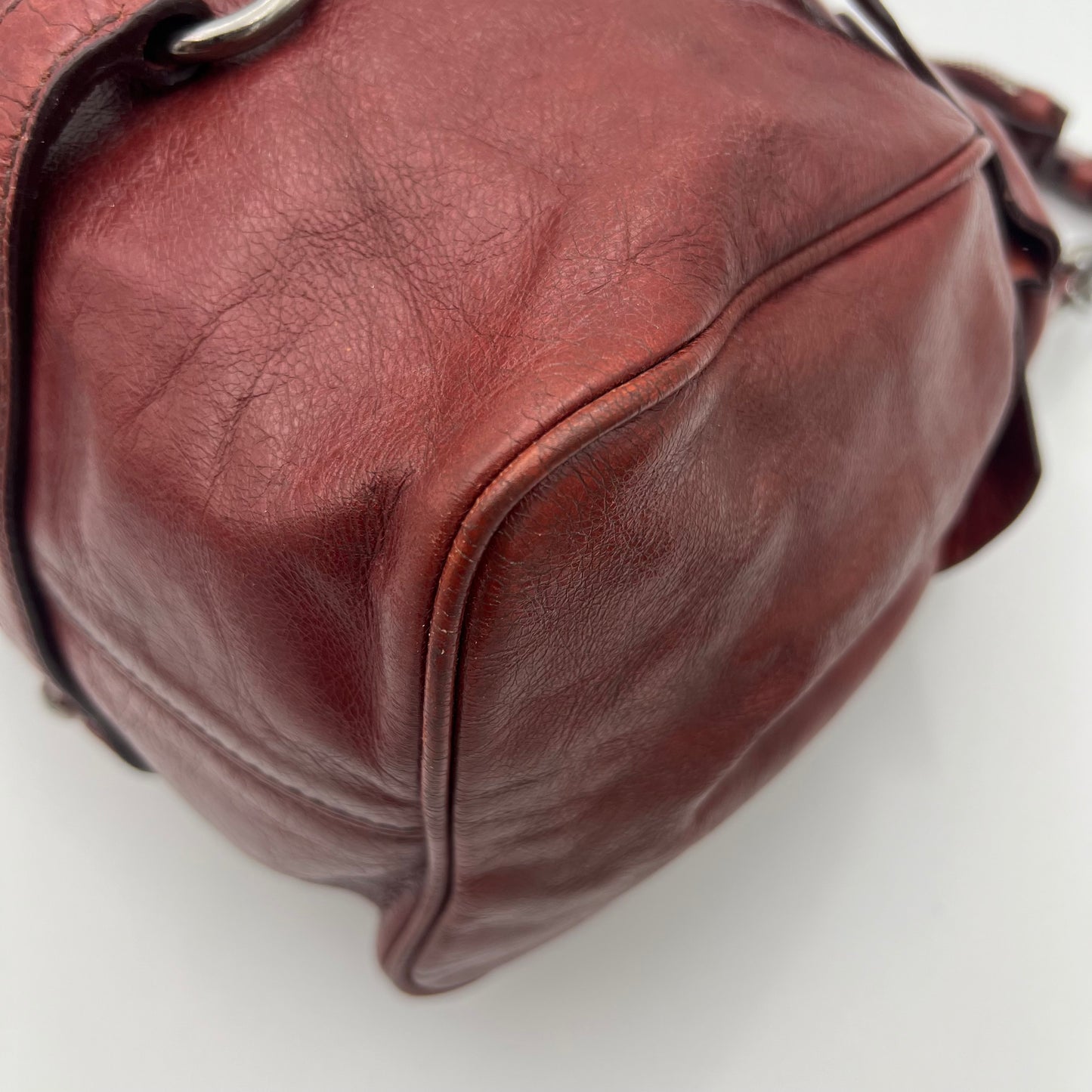 Miu Miu Burgundy Lux Vitello Bow Satchel Bag