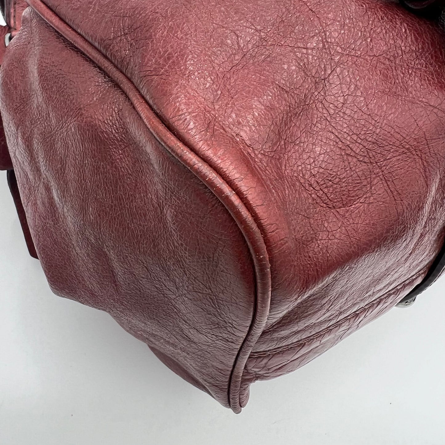 Miu Miu Burgundy Lux Vitello Bow Satchel Bag