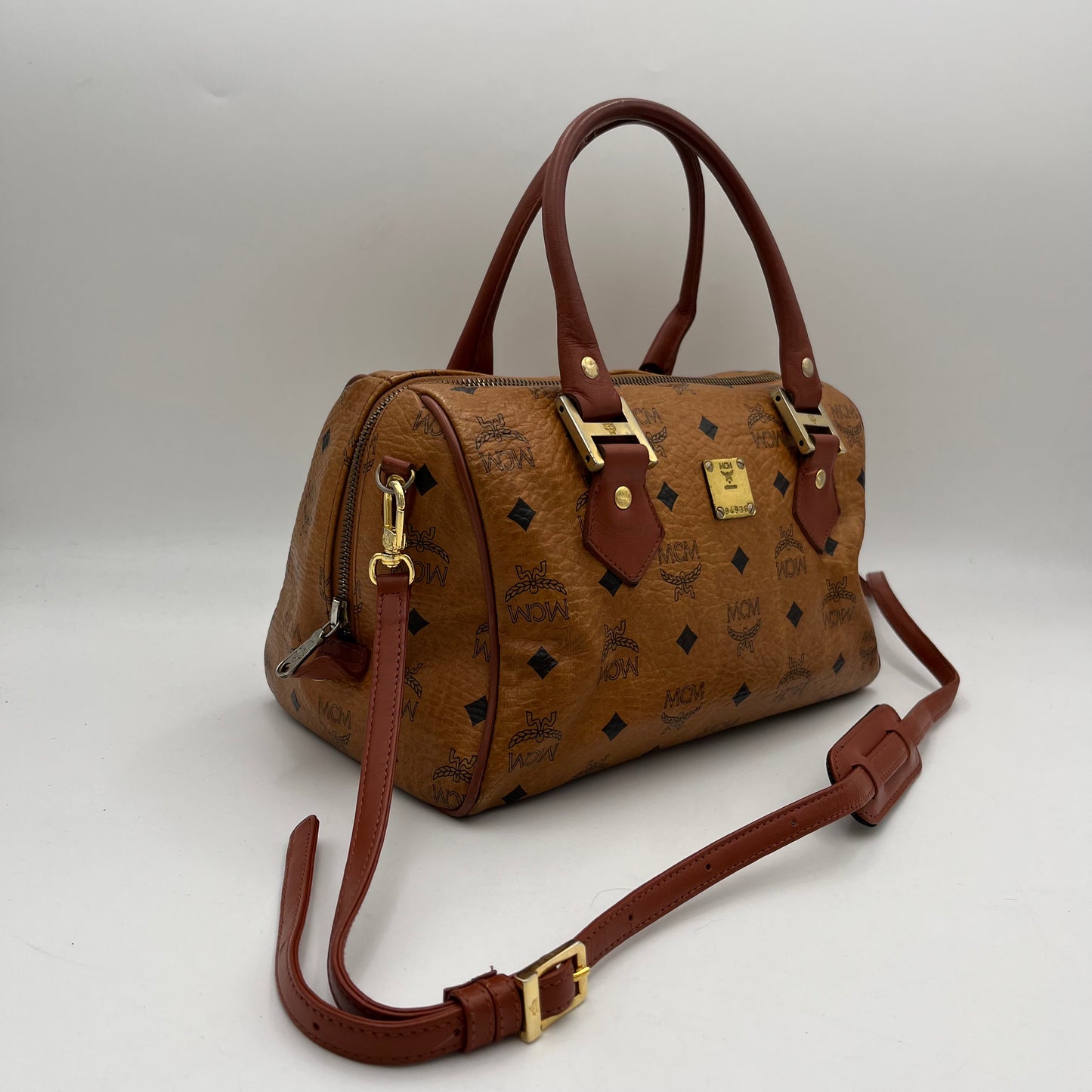 MCM Cognac Boston with Long Strap