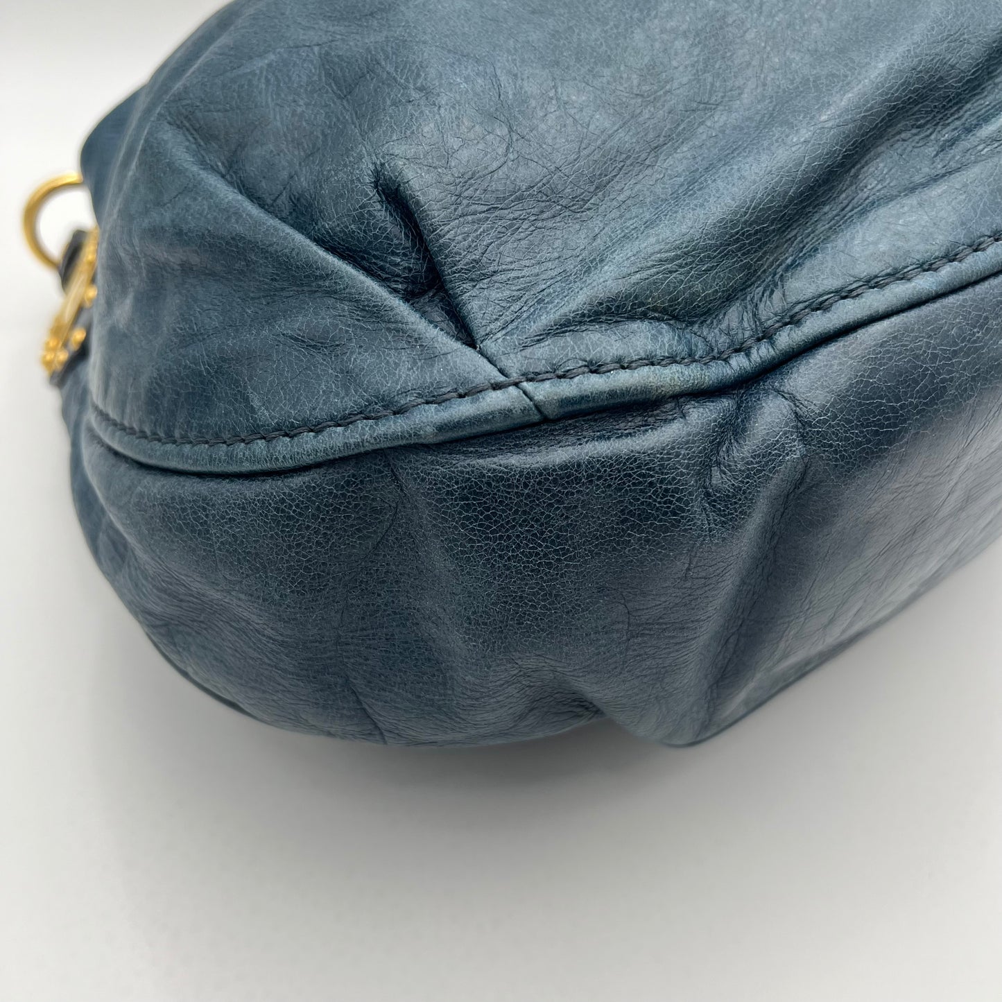 Miu Miu Blue Vitello Lux Hobo Bag GHW