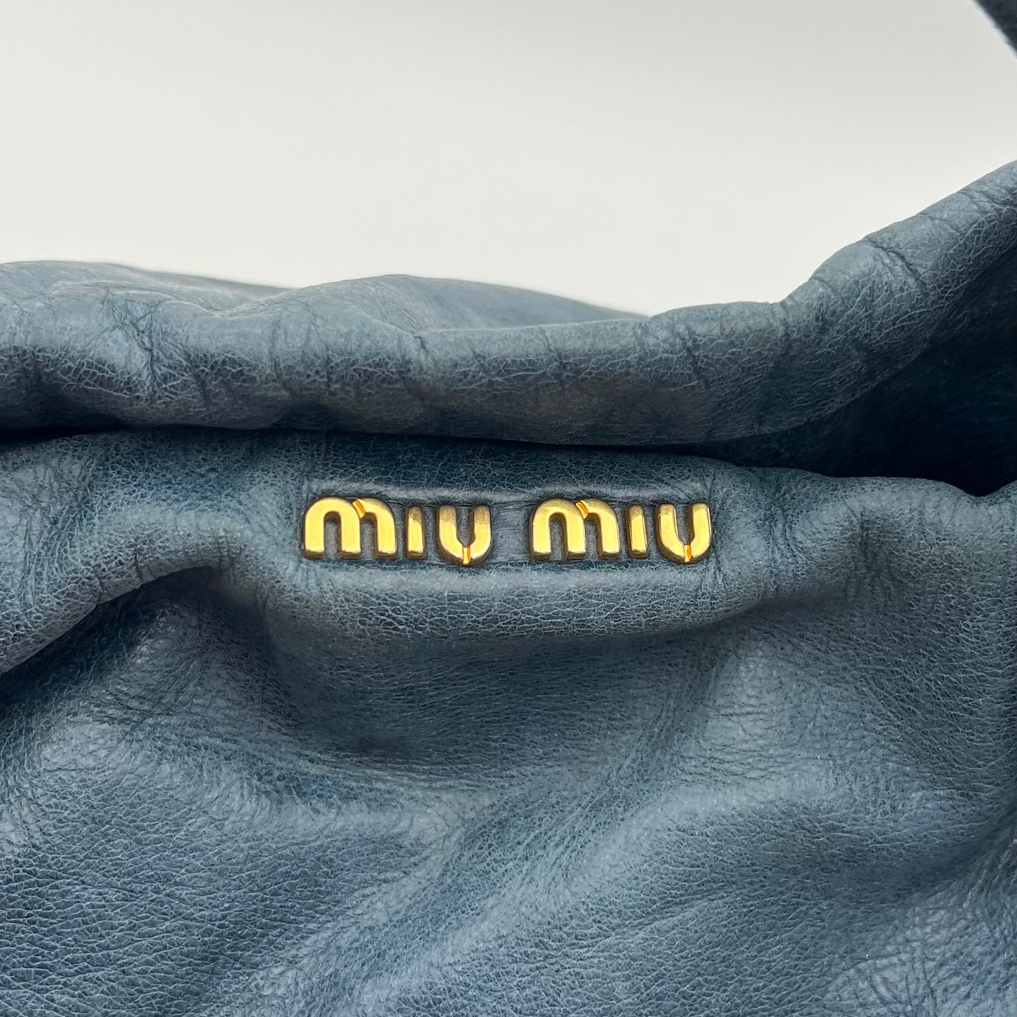 Miu Miu Blue Vitello Lux Hobo Bag GHW