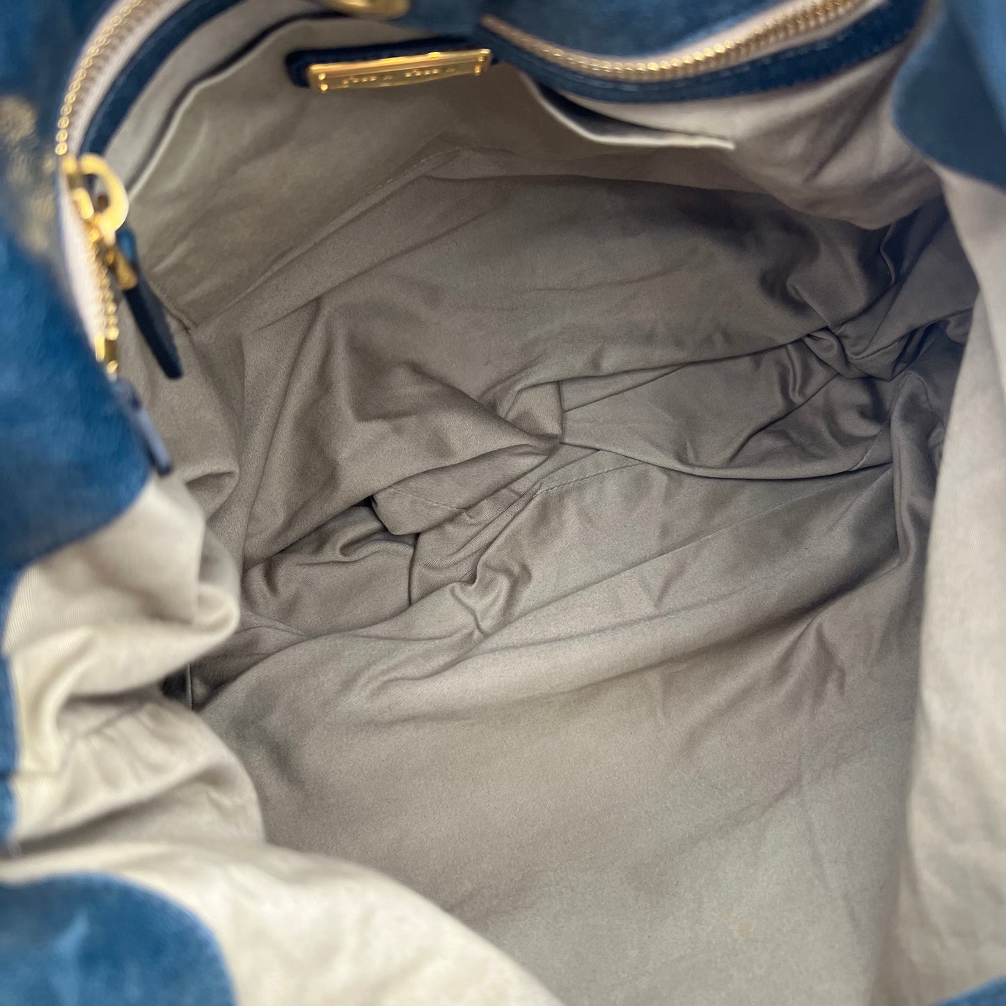 Miu Miu Blue Vitello Lux Hobo Bag GHW