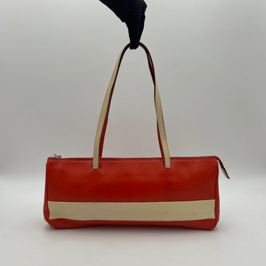 Miu Miu Red Leather Cream Striped East West Shoulder Bag
