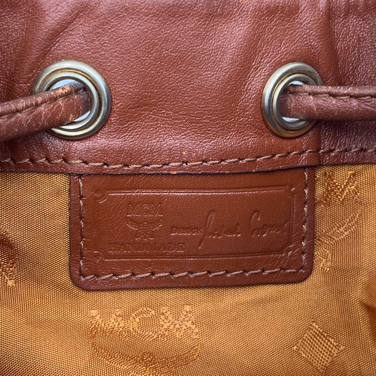 MCM Cognac Mini Bucket Crossbody