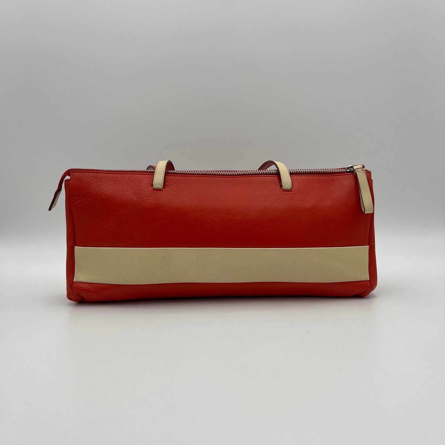 Miu Miu Red Leather Cream Striped East West Shoulder Bag