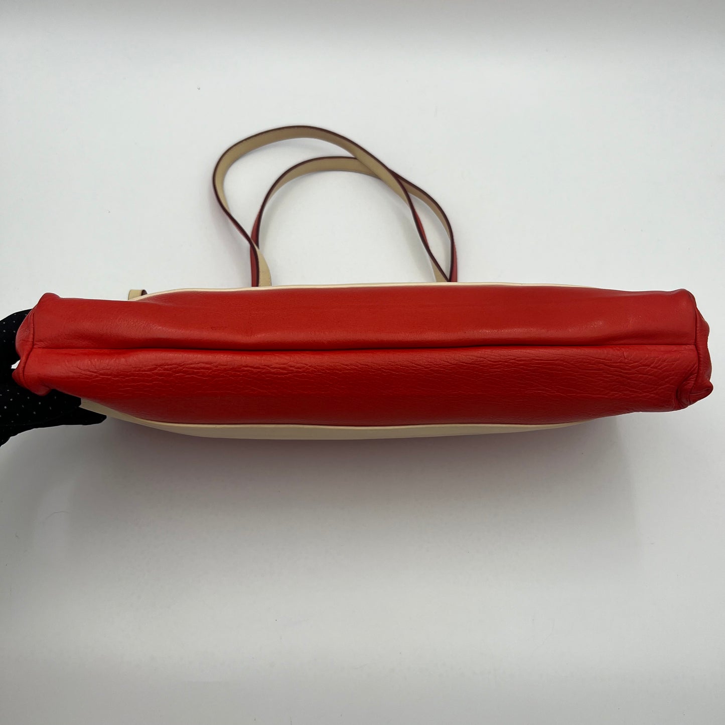 Miu Miu Red Leather Cream Striped East West Shoulder Bag