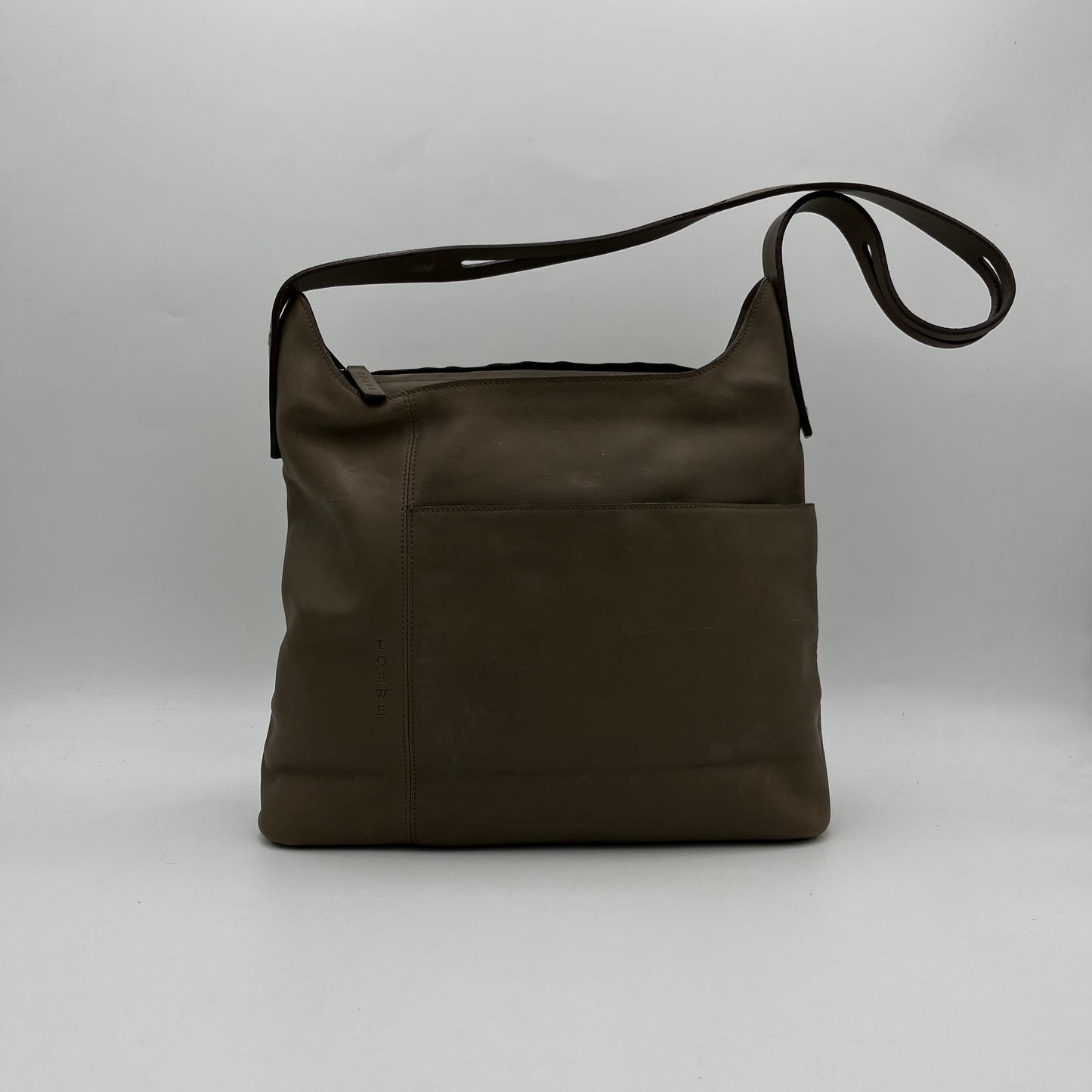 Loewe Vintage Brown Leather Hobo Long Strap Shoulder Bag