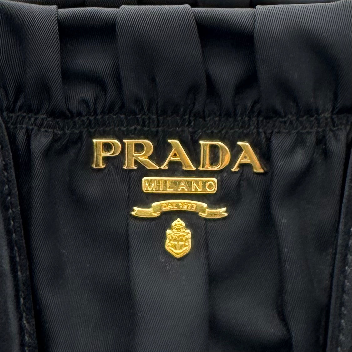 Prada Black Tessuto and Leather Gaufre Handbag GHW