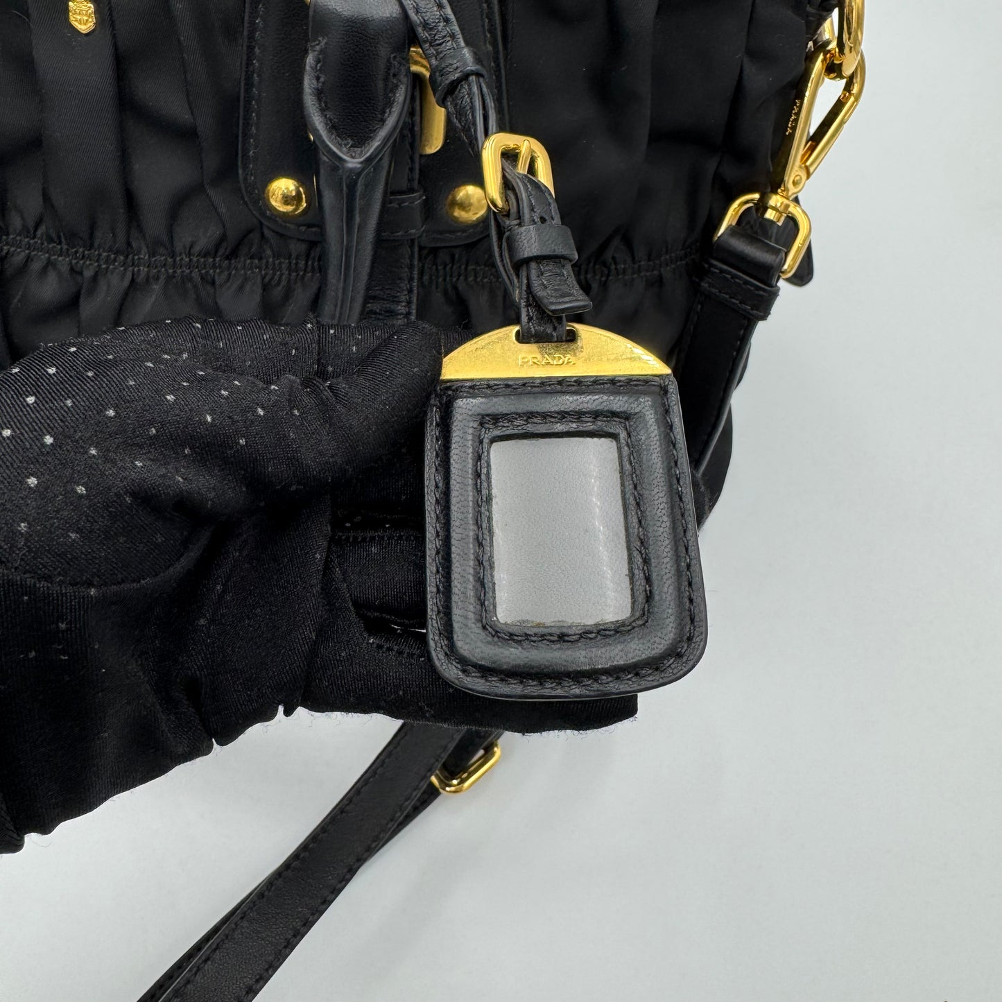 Prada Black Tessuto and Leather Gaufre Handbag GHW