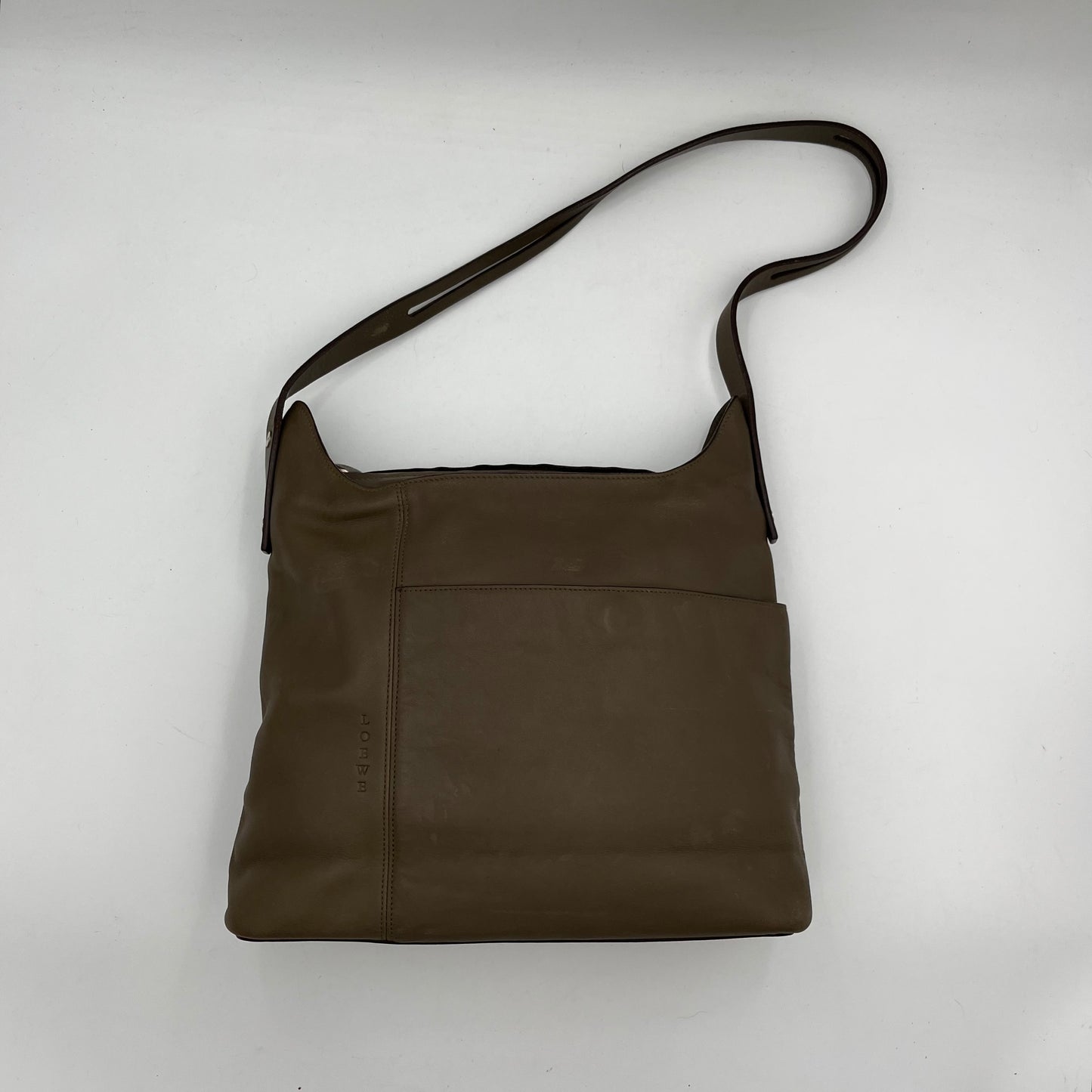 Loewe Vintage Brown Leather Hobo Long Strap Shoulder Bag