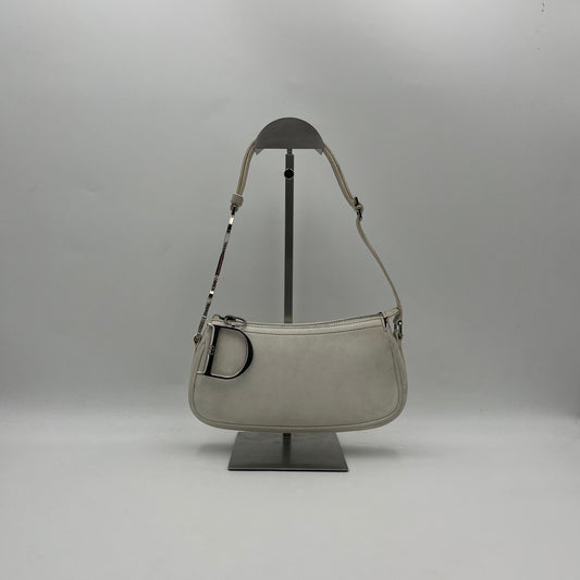 Christian Dior White Leather Spellout Charm Pochette