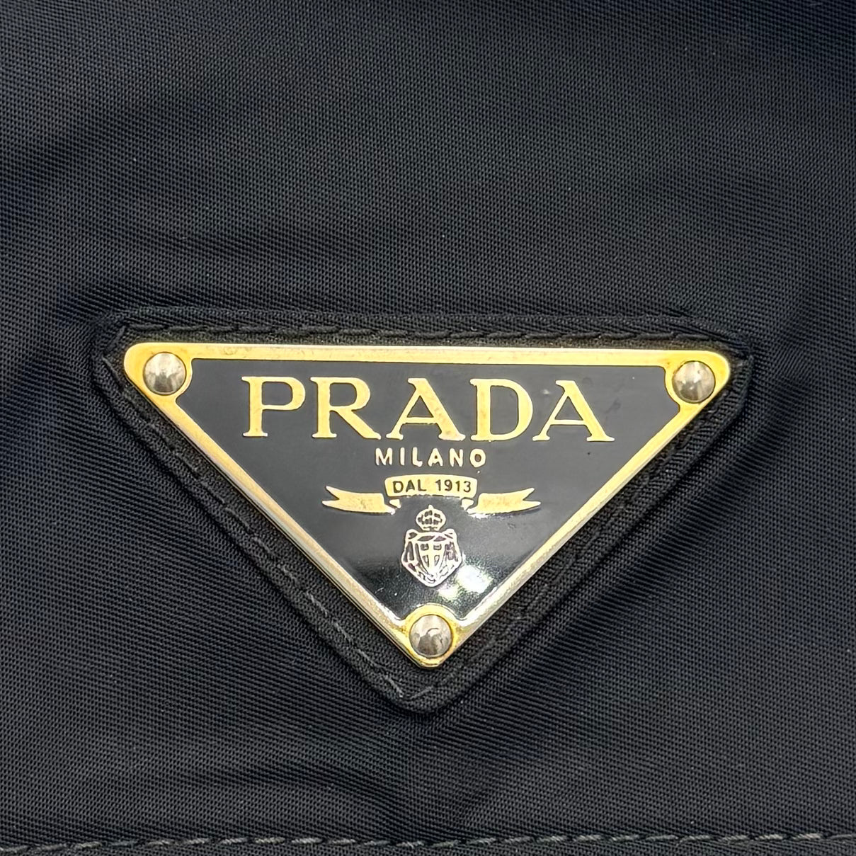 Prada Black Nylon and Leather Large Logo Medium Flap Chain Bag GHW
